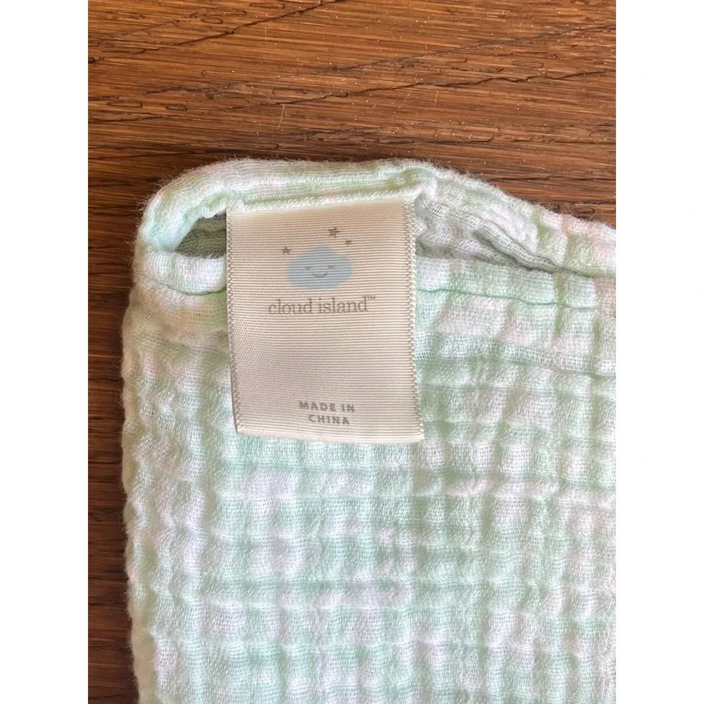 Cloud Island Sea / Mint Green White Gingham Cotton Muslin Baby Swaddle Blanket